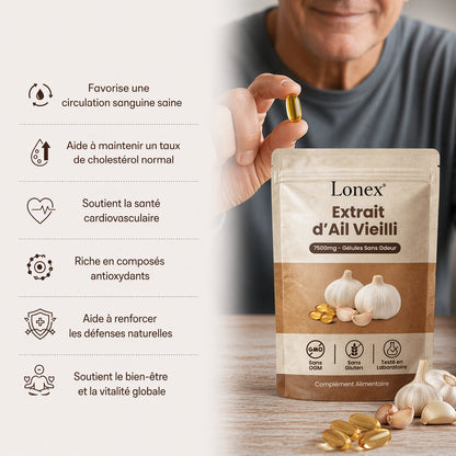 Extrait d’Ail Vieilli 7500 mg – Gélules Sans Odeur