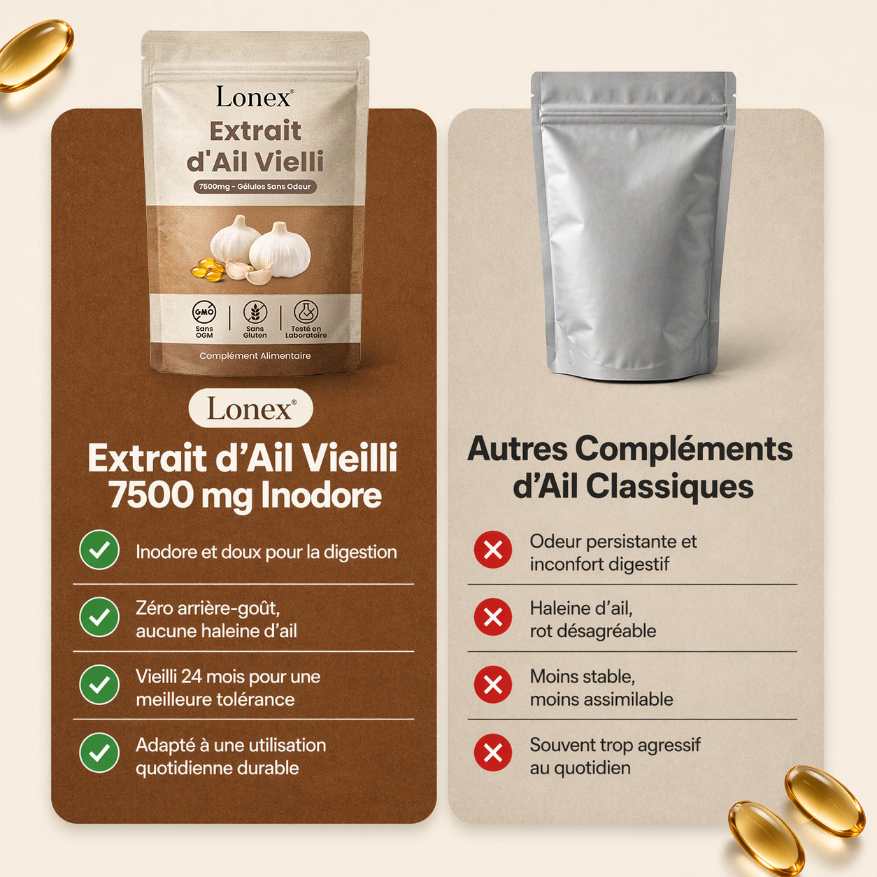 Extrait d’Ail Vieilli 7500 mg – Gélules Sans Odeur